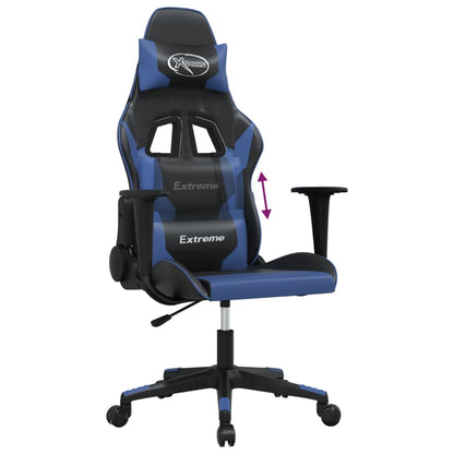 Gaming-Stuhl mit Massagefunktion Schwarz und Blau Kunstleder