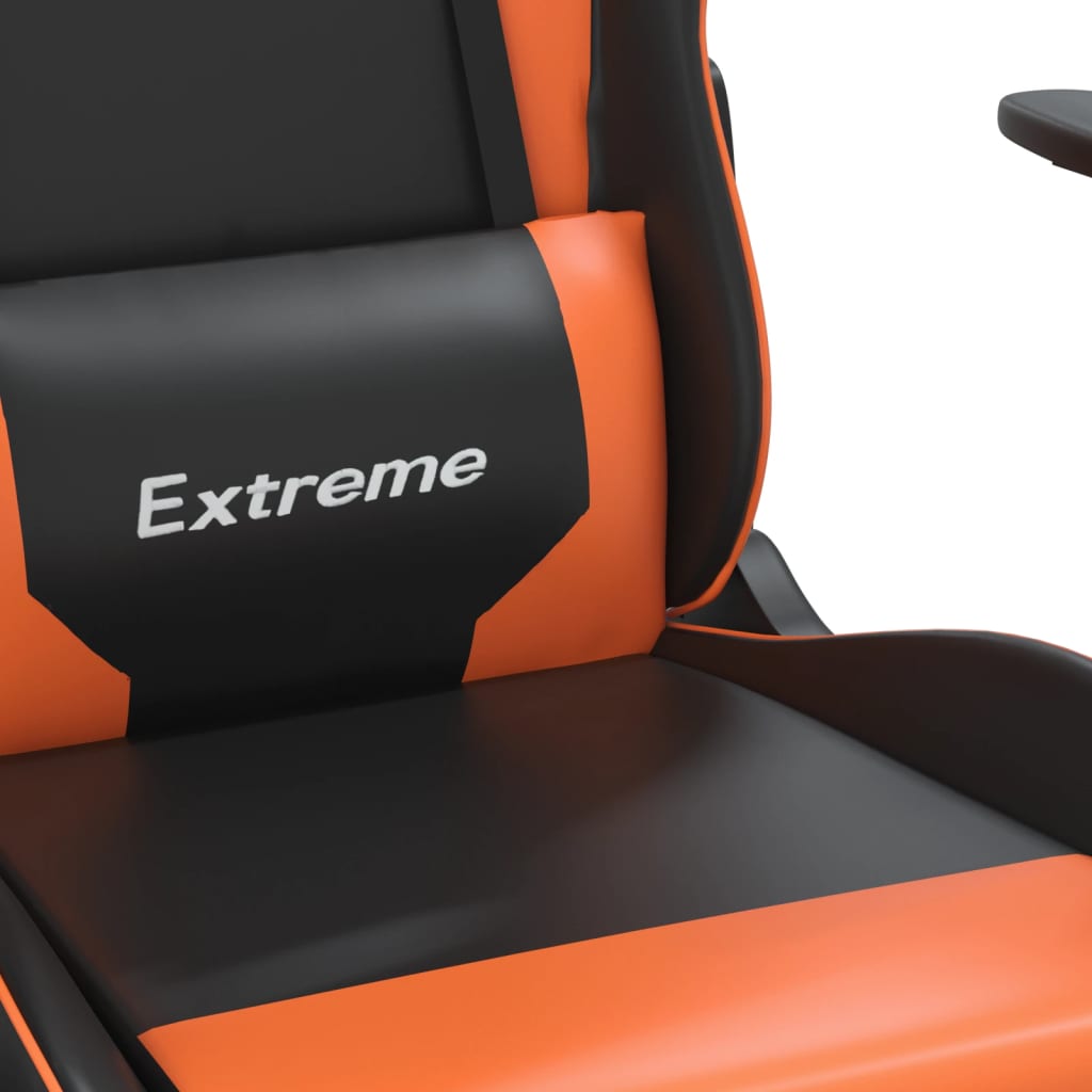 Gaming-Stuhl mit Massagefunktion Schwarz und Orange Kunstleder