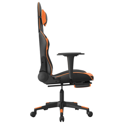 Gaming-Stuhl mit Massage & Fußstütze Schwarz Orange Kunstleder