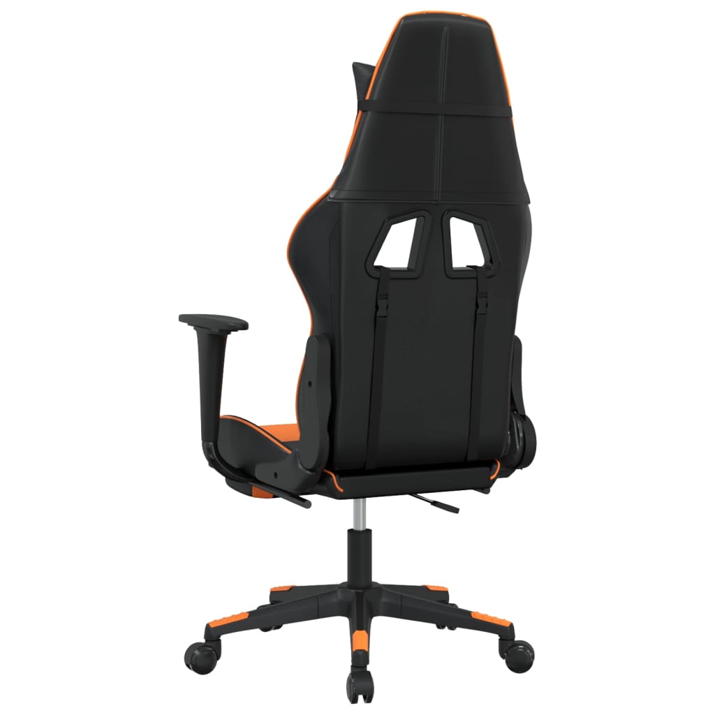 Gaming-Stuhl mit Massage & Fußstütze Schwarz Orange Kunstleder