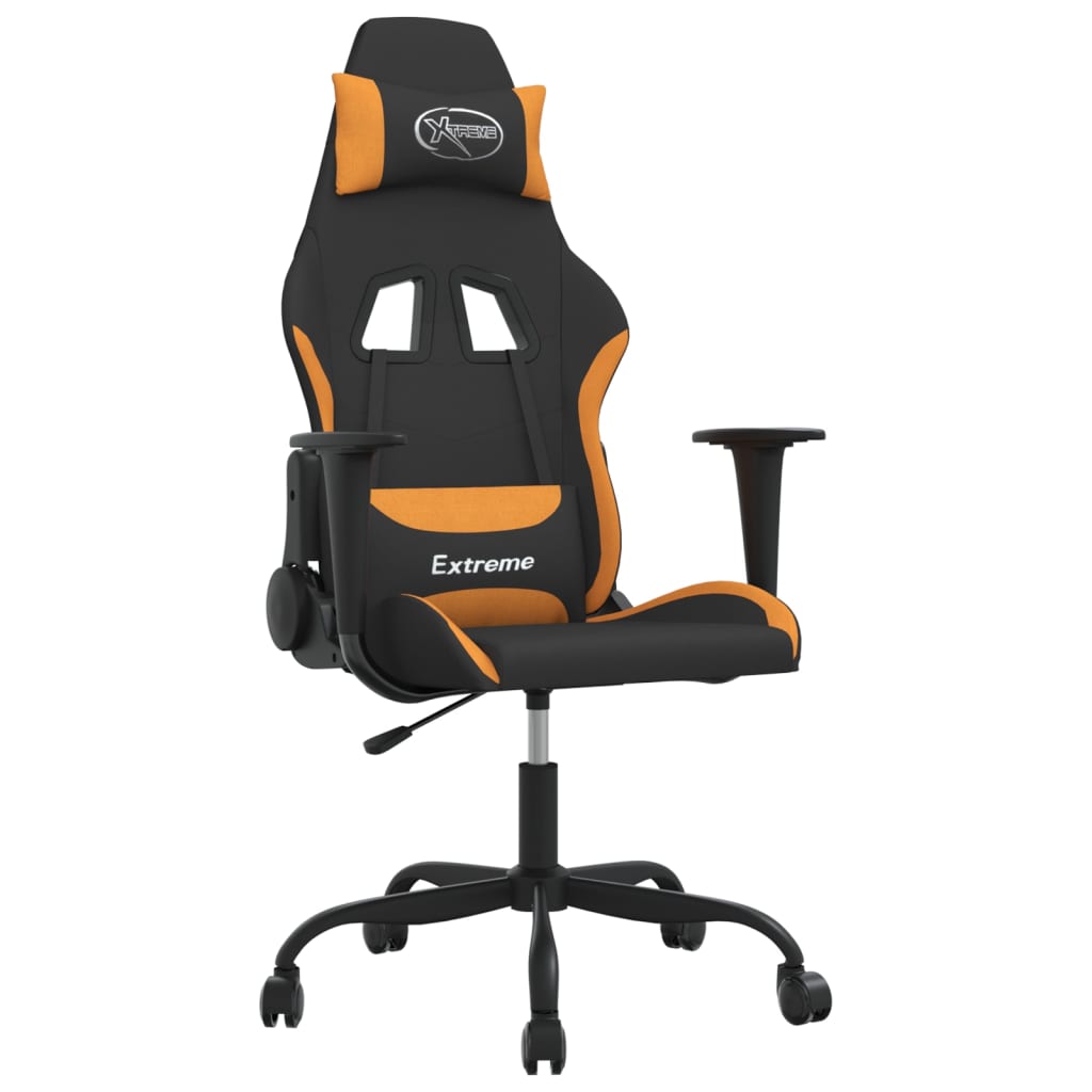 Gaming-Stuhl mit Massagefunktion Schwarz und Orange Stoff