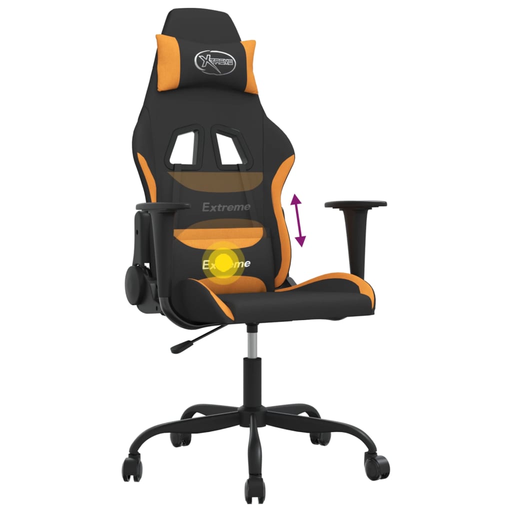 Gaming-Stuhl mit Massagefunktion Schwarz und Orange Stoff