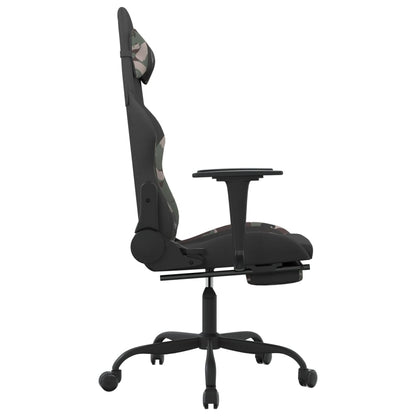 Gaming-Stuhl mit Massage & Fußstütze Schwarz Camouflage Stoff