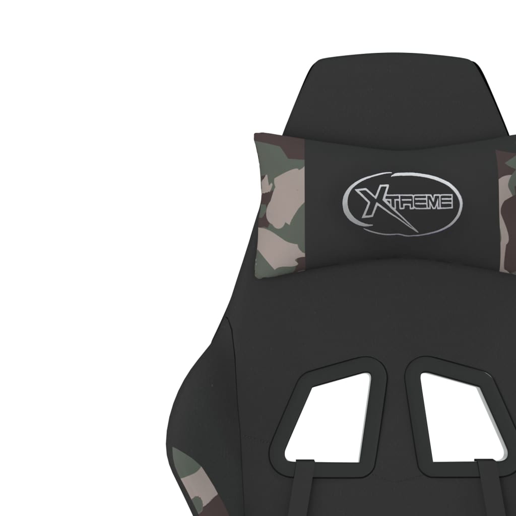 Gaming-Stuhl mit Massage & Fußstütze Schwarz Camouflage Stoff