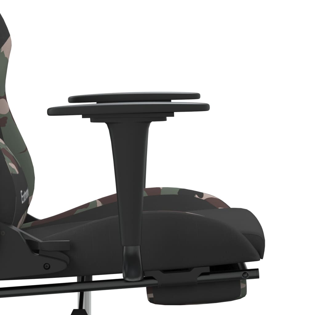 Gaming-Stuhl mit Massage & Fußstütze Schwarz Camouflage Stoff