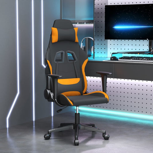 Gaming-Stuhl mit Massagefunktion Schwarz und Orange Stoff