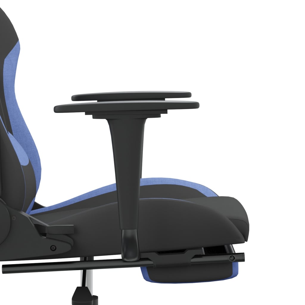 Gaming-Stuhl mit Massage & Fußstütze Schwarz und Blau Stoff