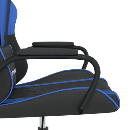 Gaming-Stuhl mit Massagefunktion Schwarz und Blau Kunstleder