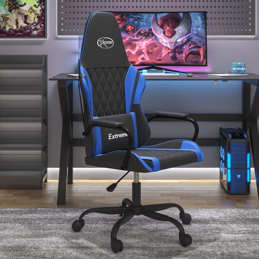 Gaming-Stuhl mit Massagefunktion Schwarz und Blau Kunstleder