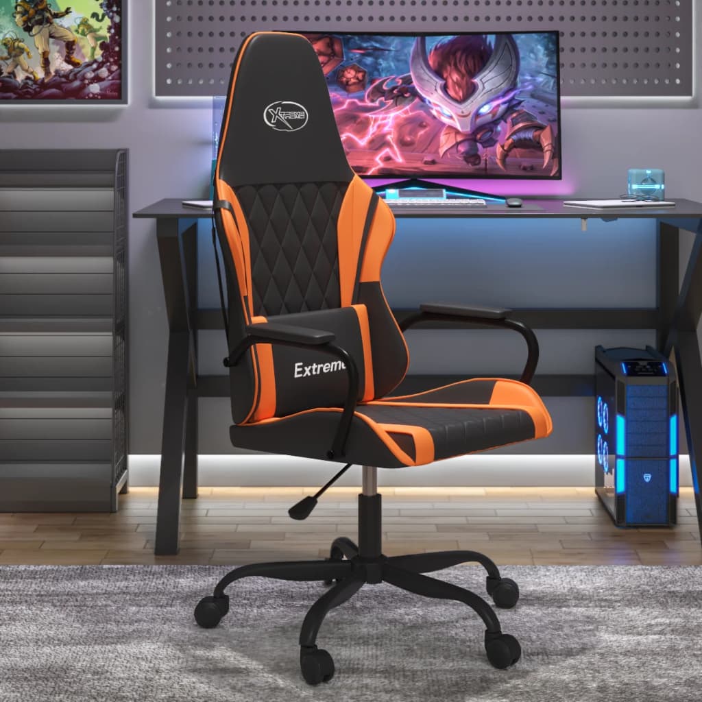 Gaming-Stuhl mit Massagefunktion Schwarz und Orange Kunstleder