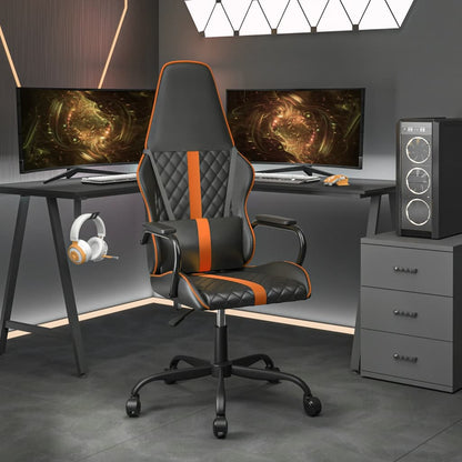 Gaming-Stuhl mit Massagefunktion Orange und Schwarz Kunstleder