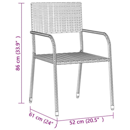 3-tlg. Garten-Essgruppe Poly Rattan Schwarz