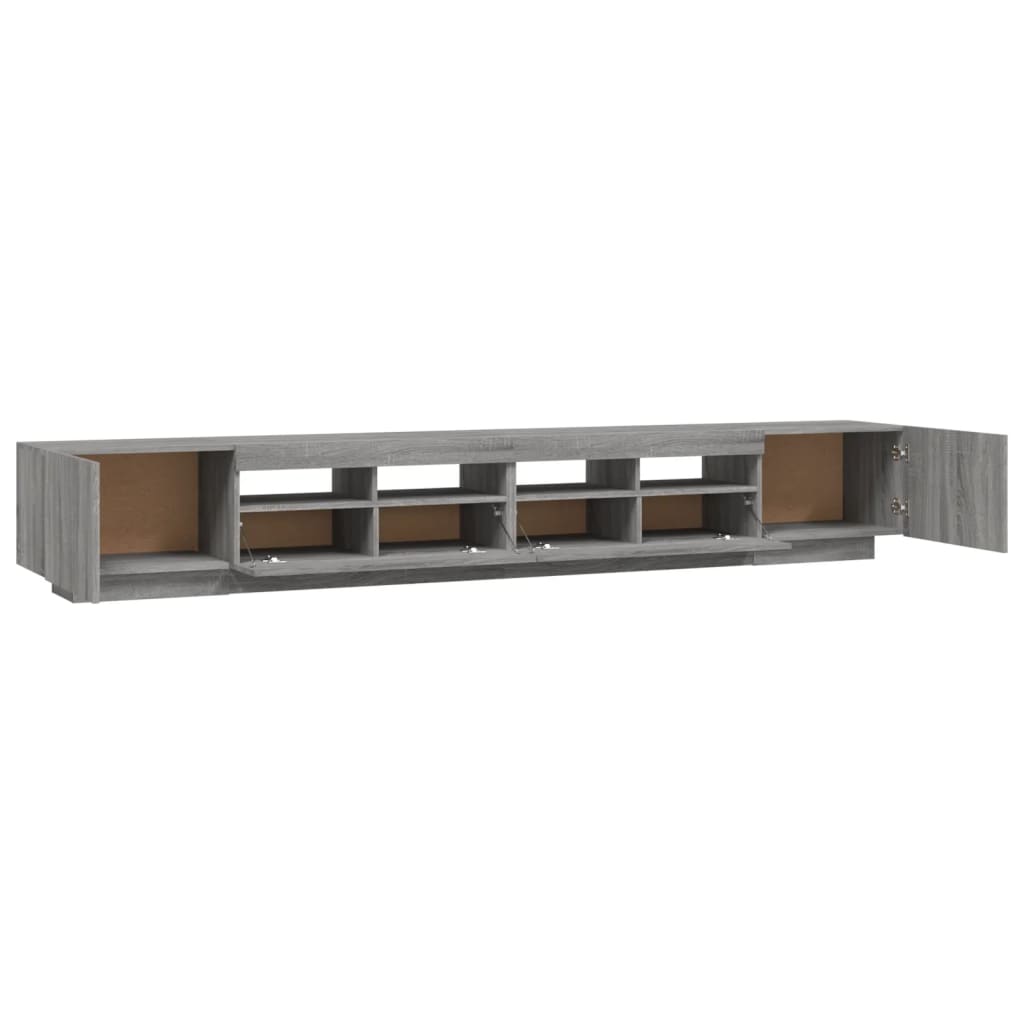 3-tlg. TV-Schrank-Set LED-Leuchten Grau Sonoma Holzwerkstoff