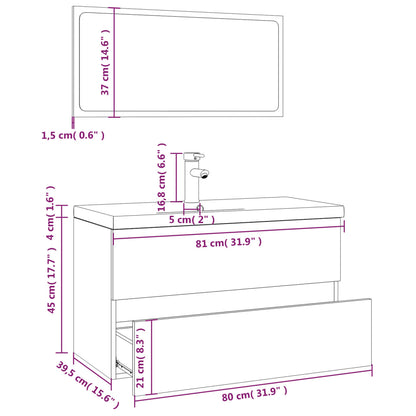 Bathroom furniture set smoked oak wood material