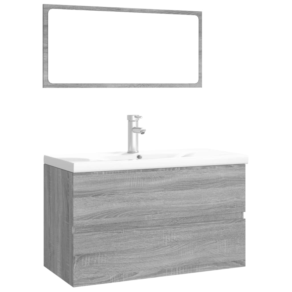 Bathroom furniture set grey Sonoma wood material