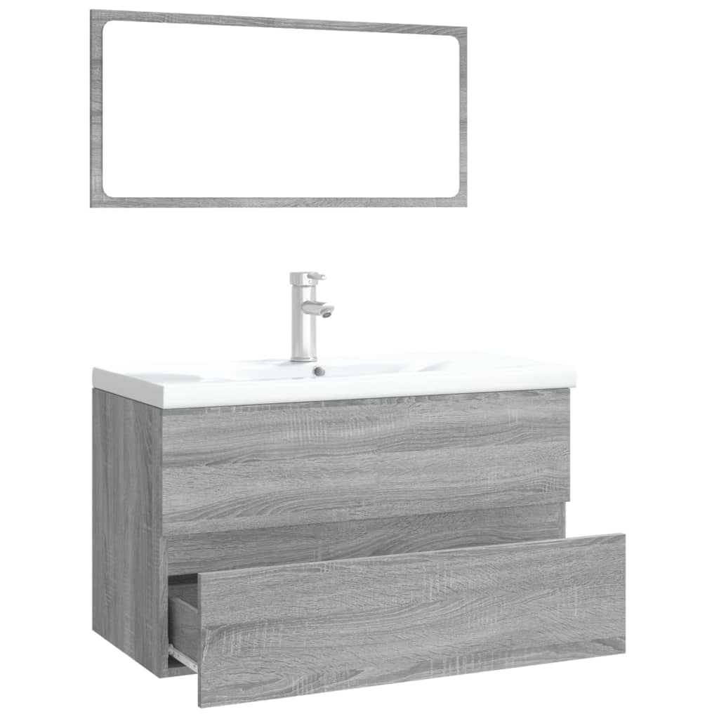 Bathroom furniture set grey Sonoma wood material