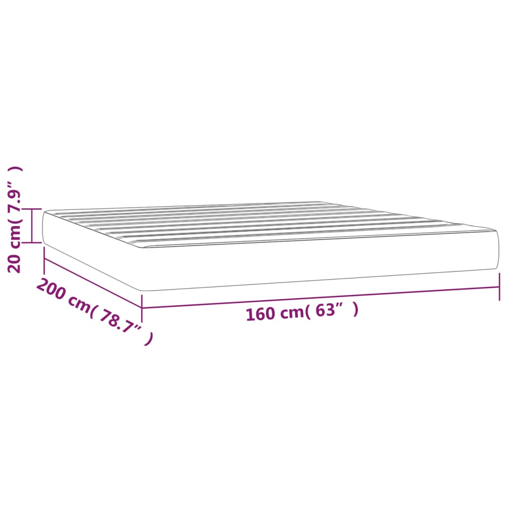 Pocket spring mattress dark brown 160x200x20 cm fabric