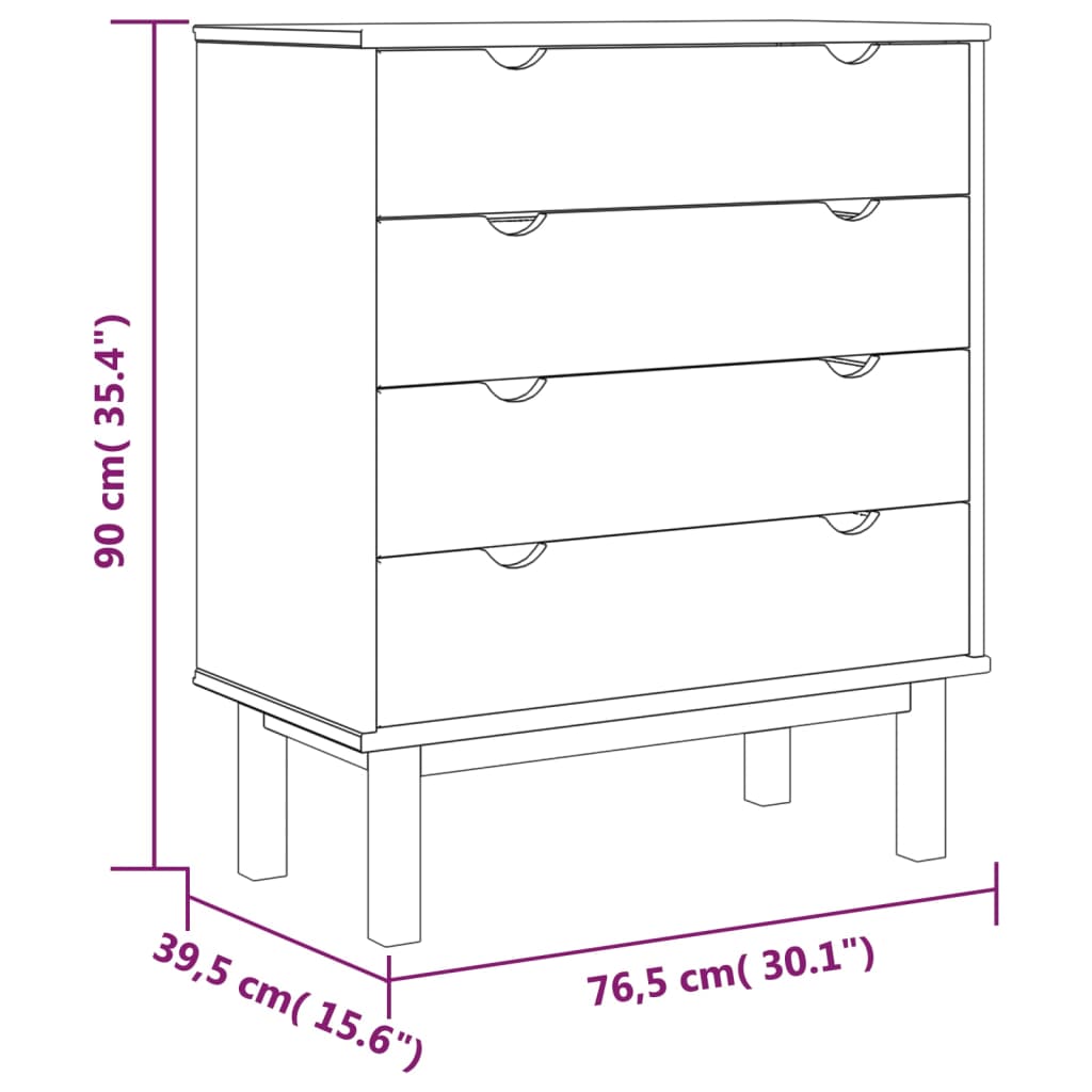 Schubladenschrank OTTA 76,5x39,5x90 cm Massivholz