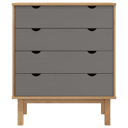 Schubladenschrank OTTA Braun&Grau 76,5x39,5x90 cm Massivholz