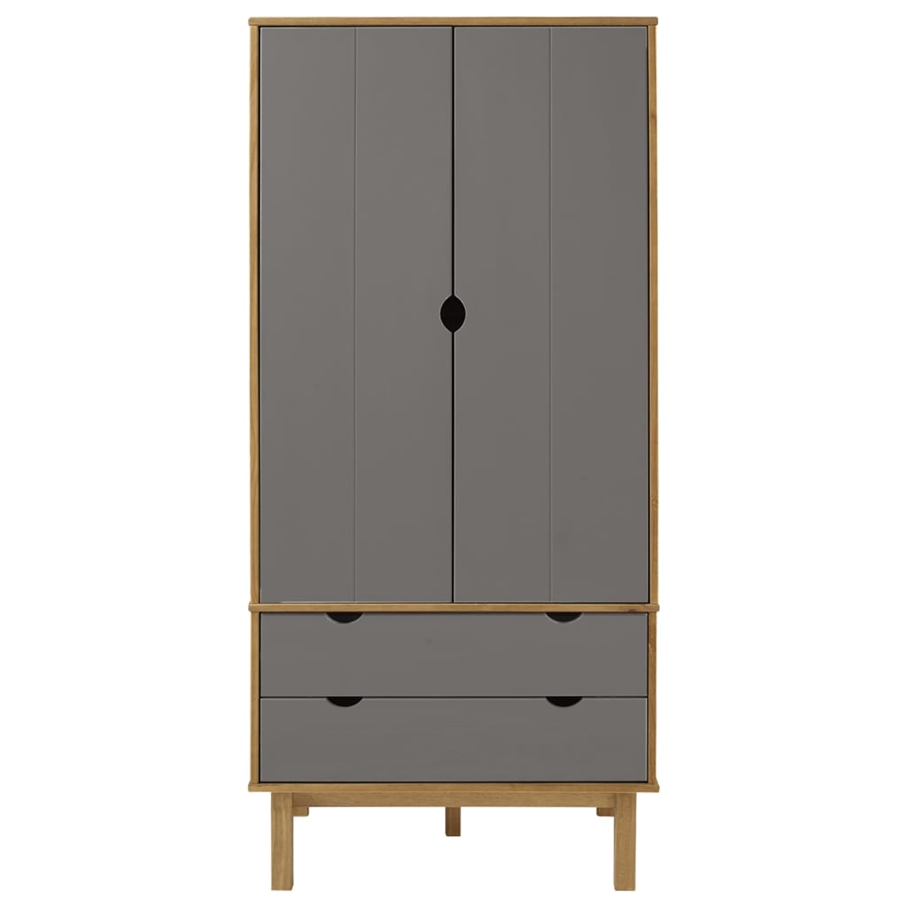 Kleiderschrank OTTA Braun&Grau 76,5x53x172 cm Massivholz Kiefer