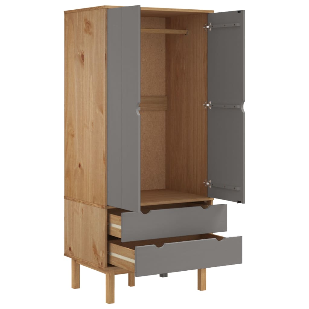 Kleiderschrank OTTA Braun&Grau 76,5x53x172 cm Massivholz Kiefer