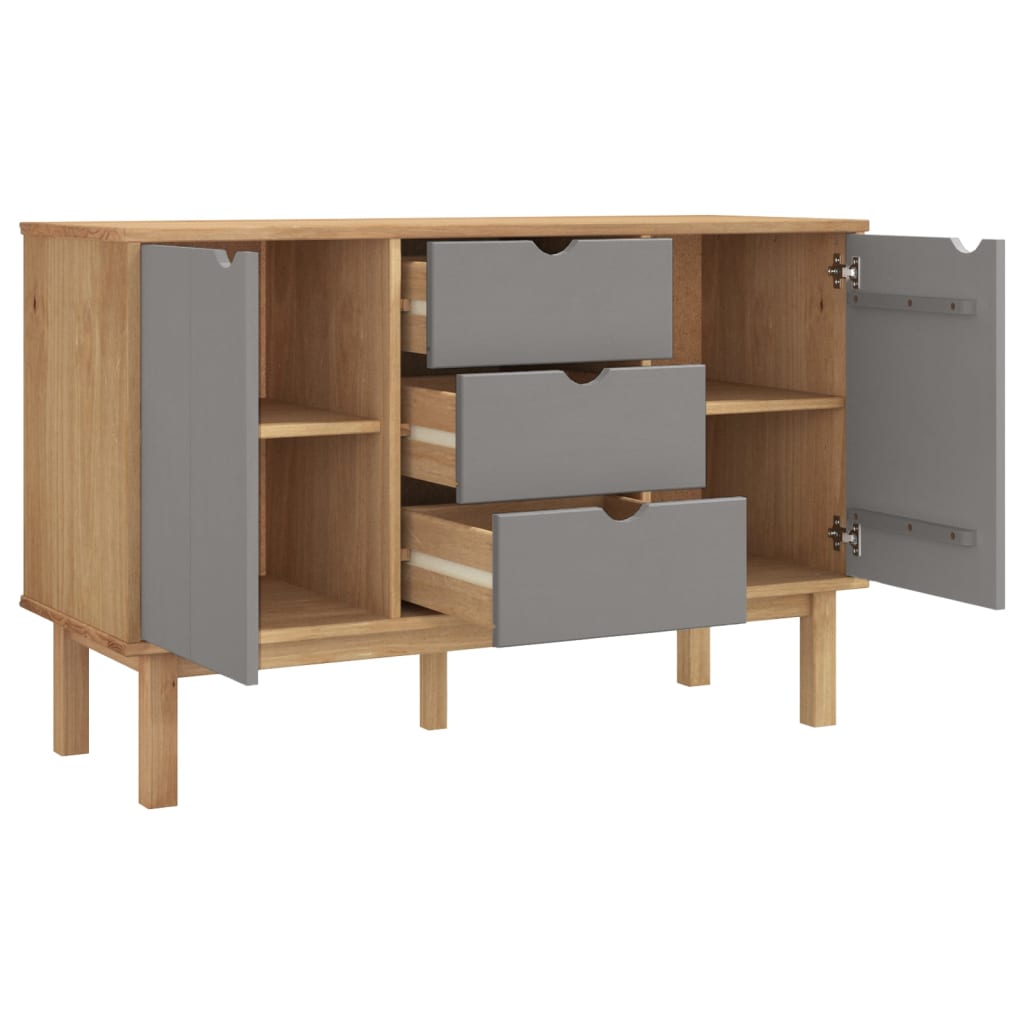 Sideboard OTTA Braun&Grau 113,5x43x73 cm Massivholz Kiefer