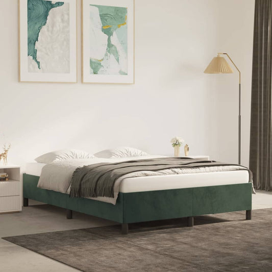 Bed frame dark green 140x200 cm velvet