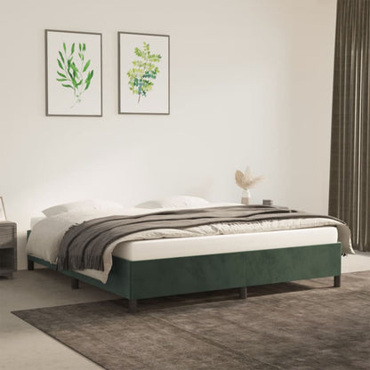 Bed frame dark green 160x200 cm velvet