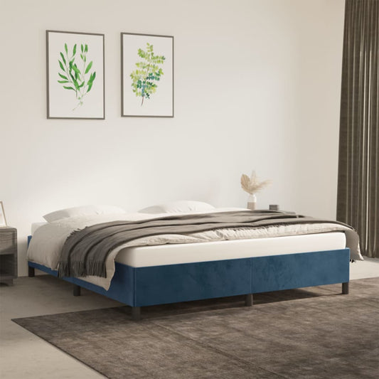 Bed frame dark blue 160x200 cm velvet