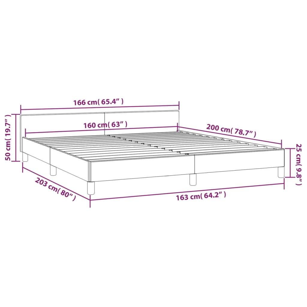 Bettgestell ohne Matratze Dunkelbraun 160x200 cm Stoff