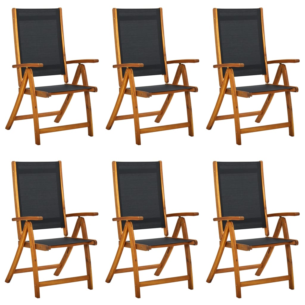 Folding garden chairs 6 pcs. Solid acacia wood and textilene