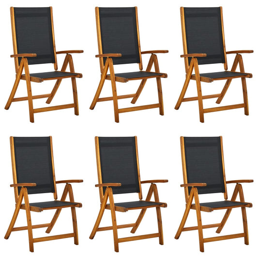 Folding garden chairs 6 pcs. Solid acacia wood and textilene