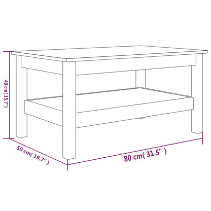 Couchtisch Schwarz 80x50x40 cm Massivholz Kiefer