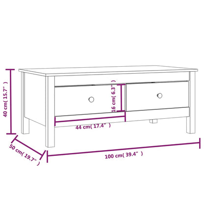 Coffee table white 100x50x40 cm solid pine