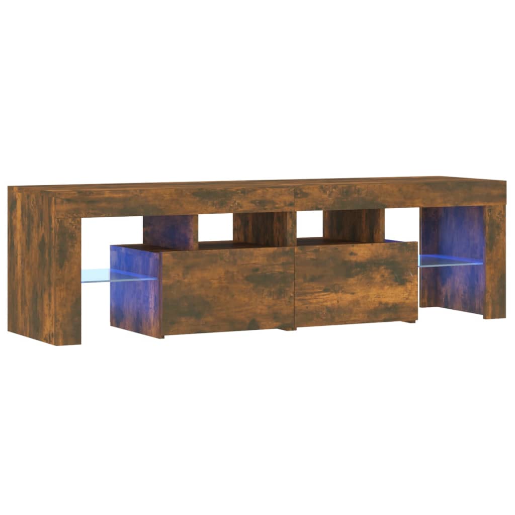 TV-Schrank mit LED-Leuchten Räuchereiche 140x36,5x40 cm