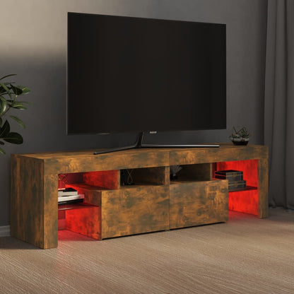 TV-Schrank mit LED-Leuchten Räuchereiche 140x36,5x40 cm