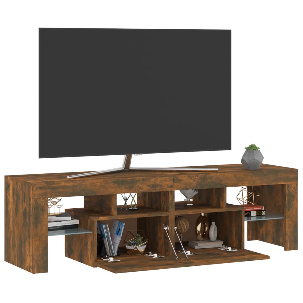 TV-Schrank mit LED-Leuchten Räuchereiche 140x36,5x40 cm