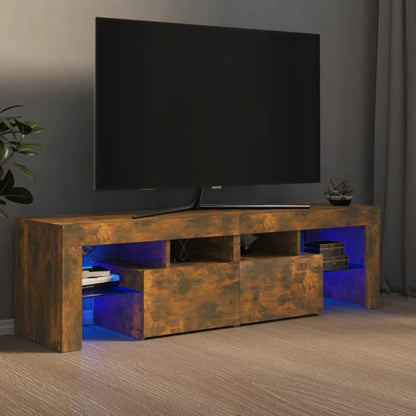 TV-Schrank mit LED-Leuchten Räuchereiche 140x36,5x40 cm