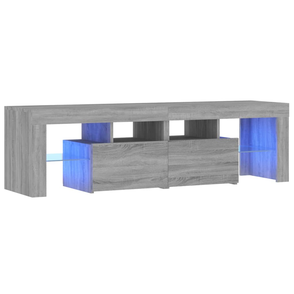 TV-Schrank mit LED-Leuchten Grau Sonoma 140x36,5x40 cm