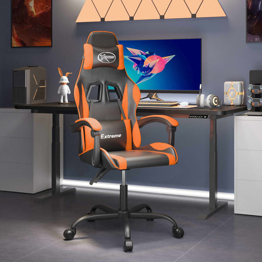 Gaming-Stuhl Drehbar Schwarz und Orange Kunstleder