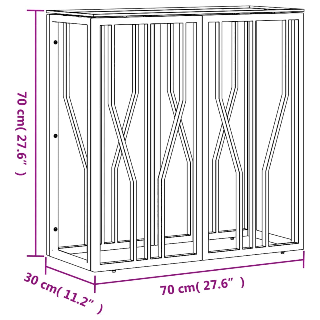 Console table 70x30x70 cm stainless steel and glass