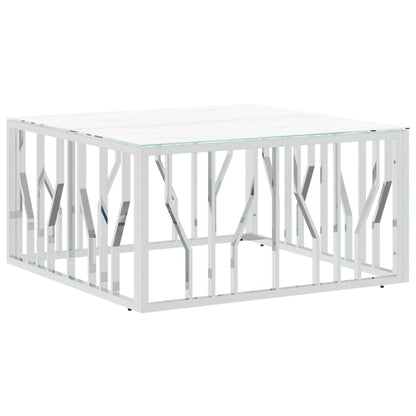 Couchtisch Silbern 80x80x40 cm Edelstahl und Glas