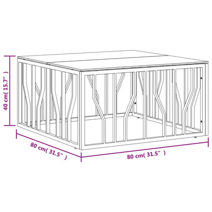 Couchtisch Silbern 80x80x40 cm Edelstahl und Glas