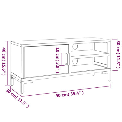 TV-Schrank Schwarz 90x30x40 cm Massivholz Kiefer