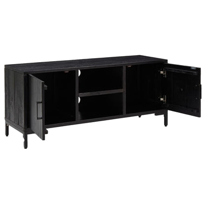 TV-Schrank Schwarz 110x35x48 cm Massivholz Kiefer