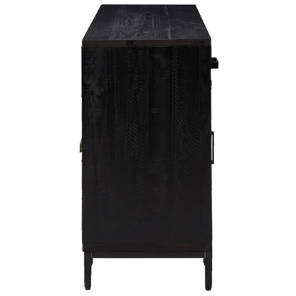 Sideboard Schwarz 110x35x70 cm Massivholz Kiefer