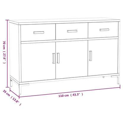 Sideboard Schwarz 110x35x70 cm Massivholz Kiefer