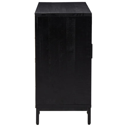 Sideboard Schwarz 75x35x70 cm Massivholz Kiefer