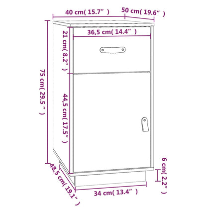 Schreibtisch-Schrank Grau 40x50x75 cm Massivholz Kiefer