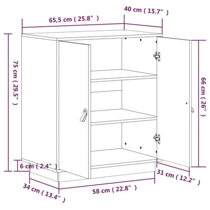 Sideboard Schwarz 65,5x40x75 cm Massivholz Kiefer